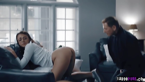 Hot chick fucks her boyfriend in the kitchen