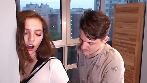 Sexy brunette hair with her boyfriend