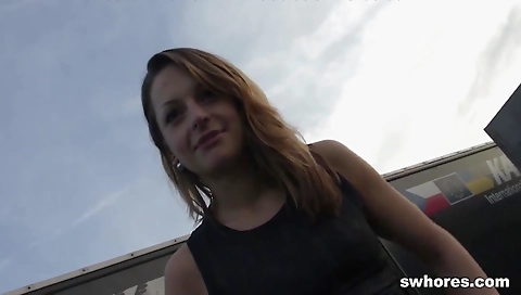 She's first time with a sexy brunette