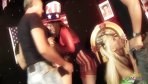 Sexy young chick on black guy