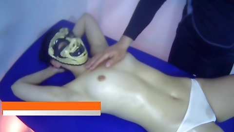 Sexy brunette hair shows off her cute body