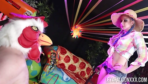 Masked milf gets fucked by her younger huge cock